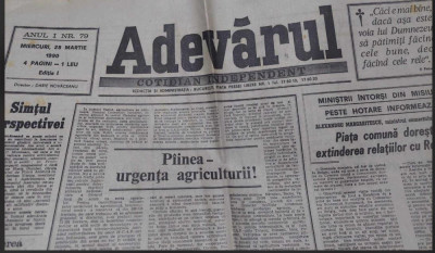 ziarul ADEVĂRUL - 28 martie 1990 foto