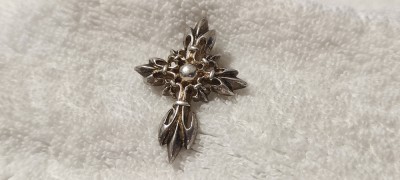 argint TIFFANY &amp;amp; CO. USA MEDALION CRUCE stilizat cu FLORI de LIS brand de lux foto