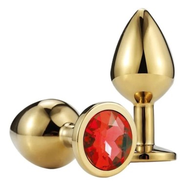 Dop Anal Metallic Buttplug, Large, Auriu/Rosu, Passion Labs foto