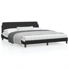 Cadru de pat cu tablie negru si alb 180x200cm piele artificiala foto