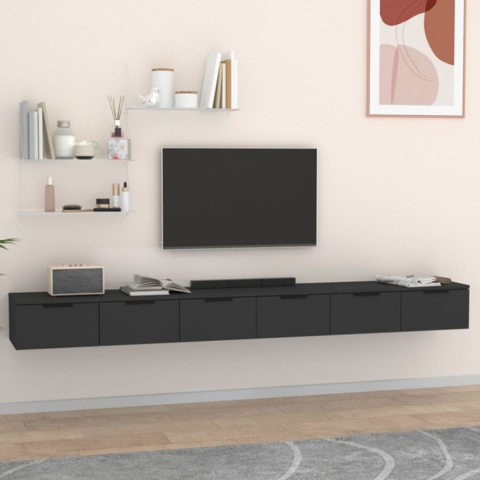 Gossi dulapuri de perete, 2 buc., negru, 102x30x20 cm, lemn prelucrat