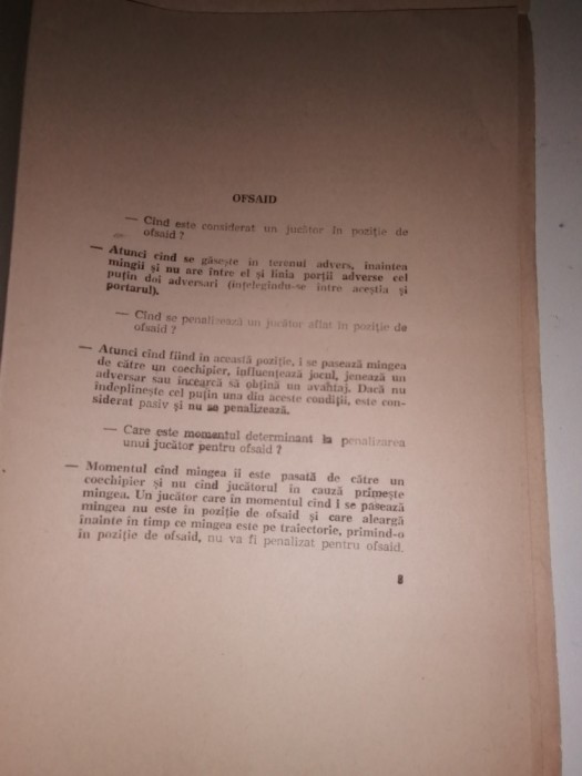 PLIANT FOTBAL 1971=CE TREBUIE SA STIM DESPRE PREVEDERI ALE JOCULUI DE FOTBAL