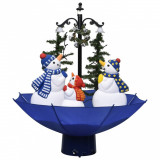 Brad de Crăciun cu ninsoare și bază umbrelă albastru 75 cm PVC