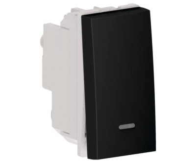 Intrerupator simplu cu led 1M Flexo Himel negru mat foto