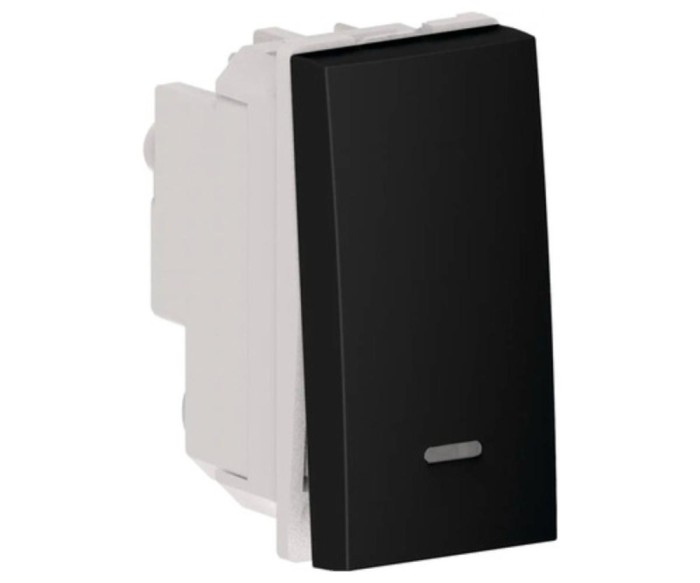 Intrerupator simplu cu led 1M Flexo Himel negru mat