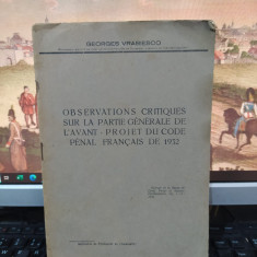 Vrabiesco Observations sur la partie generale de l'projet du code penal 1933 118