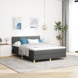 VidaXL Pat cu arcuri cu saltea gri &icirc;nchis 160x200 cm Țesătură
