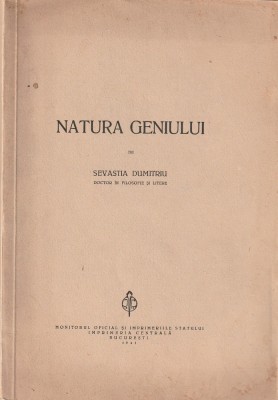 SEVASTIA DUMITRIU - NATURA GENIULUI ( 1941 ) foto