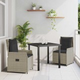 VidaXL Set de masă pentru grădină 3 pcs Gri deschis poliratan 3380974