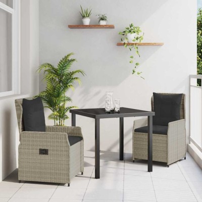 vidaXL Set de masă pentru grădină 3 pcs Gri deschis poliratan 3380974 foto