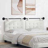 vidaXL Tăblie de pat suspendată Cu lumină LED Alb Piele artificială 3424469