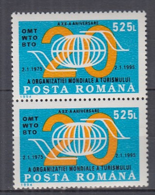 ROMANIA 1994 LP 1365 - 20 ANI ORGANIZATIA MONDIALA A TURISMULUI PERECHE MNH foto