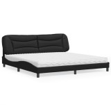 Cumpara ieftin Pat cu saltea, negru, 200x200 cm, piele ecologică