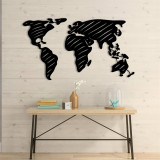 Decoratiune de perete, World Map 9, Metal, Dimensiune: 135 x 73 cm, Negru, Enzo