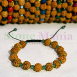 Bratara rudraksha 8mm si agat verde fatetat 4mm, Stonemania Bijou