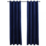 Draperii opace cu inele, 2 buc., albastru, 140x225 cm, catifea