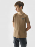 Tricou din bumbac organic cu imprimeu pentru băieți - maro, 4F Sportswear