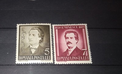 TIMBRE ROMANIA LP130 1939 50 ANI DE LA MOARTEA LUI MIHAI EMINESCU MNH foto