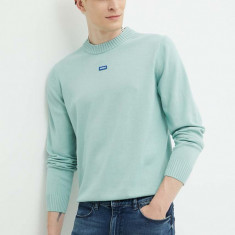 Hugo Blue pulover de bumbac culoarea verde, light, 50514698