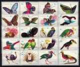 Timbre FUJEIRA 1972, Serie Completa Pasari si Fluturi, Colectie Fauna