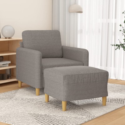 vidaXL Fotoliu canapea cu taburet, taupe, 60 cm, material textil foto