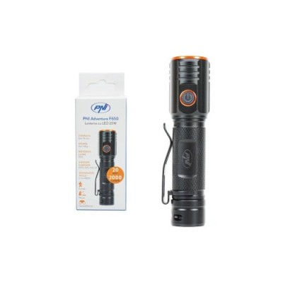 Lanterna PNI Adventure F650 cu LED 20W, 2000lm, din aluminiu, IPX6, acumulator inclus, incarcare prin USB tip C foto