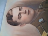Tablou fara rama,pictura desen portret militar ,bust militar din perioada razboiului.dimensiuni in .poze