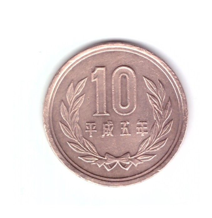 Moneda Japonia 10 yen 1993, stare foarte buna, curata
