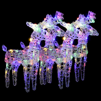 Reni de Crăciun, 4 buc., multicolor, 160 LED-uri, acril foto