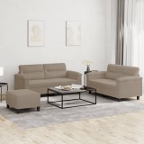 vidaXL Set de canapele cu perne, 3 piese, gri taupe, microfibră