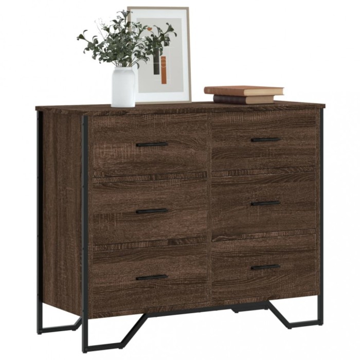 vidaXL Comodă cu sertare, stejar maro 91x35,5x74,5 cm lemn prelucrat 3295306