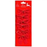 Set Fundite Decorative Craciun, Rosii, Catifea, 7x9cm, 6 bucăți