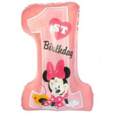 Balon folie cifra 1&amp;#039;st Birthday Minnie Mouse 48x71 cm foto