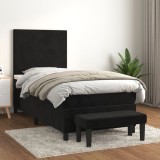 VidaXL Pat box spring cu saltea, negru, 100x200 cm, catifea 3137709