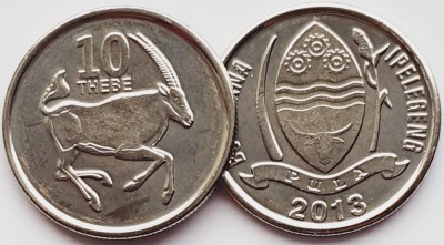 1756 Botswana 10 thebe 2013 South African gemsbock (Oryx gazella) km 32 UNC foto