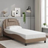 VidaXL Cadru de pat cu tăblie, cappuccino, 90x190 cm, piele ecologică 3208065