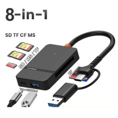 Cititor card reader cu USB 3.0 / USB-C pentru carduri de memorie micro SD / SD / Compact Flash CF / MS Pro Duo