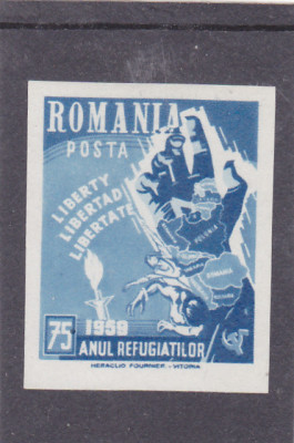 EXIL,ROMANIA-SPANIA,ANUL REFUGIATILOR,NEDANTELAT,1959,MNH ROMANIA. foto