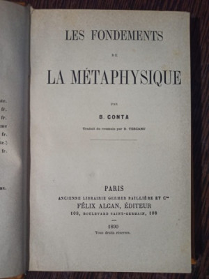 B. Conta - Les Fondements de la Methaphysique foto