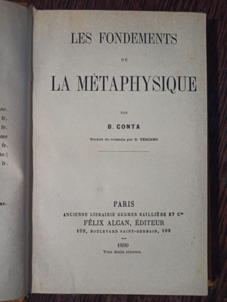 B. Conta - Les Fondements de la Methaphysique