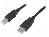 Cablu USB A mufa, USB B mufa, USB 2.0, lungime 0.5m, negru, BQ CABLE - CAB-USB2AB/0.5-BK