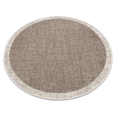 Covor sisal Floorlux cerc 20401 Cadru taupe si şampanie, cerc 160 cm foto