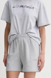 La Mania pantaloni scurți femei, culoarea gri, melanj, high waist, TIDE