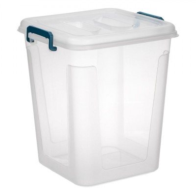 Cutie Depozitare, Capacitate 2L, Plastic Transparent, Capace și M&amp;acirc;nere Petrol foto
