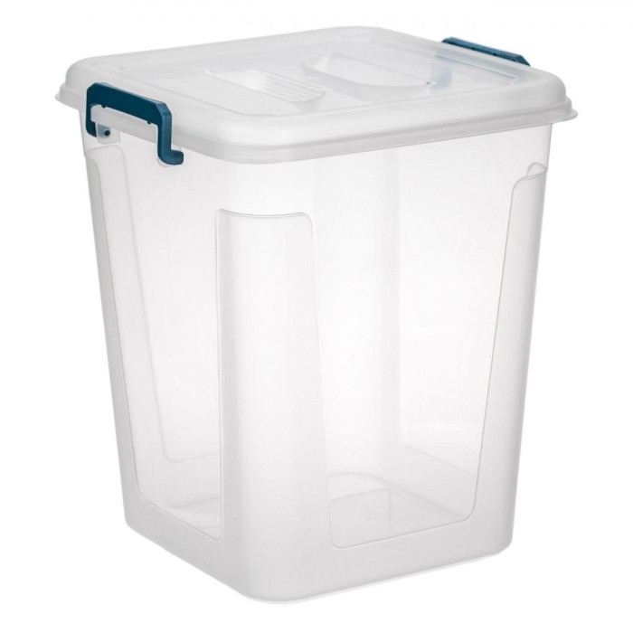 Cutie Depozitare, Capacitate 2L, Plastic Transparent, Capace și M&acirc;nere Petrol