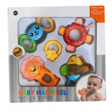 Set 4 Jucarii Zornaitoare Bebe 7Toys, Diverse Forme si Culori, Dentitie, +3 Luni