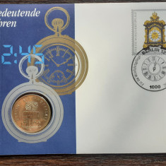 GERMANIA DEMOCRATA - FDC SI MONEDA 5 MARK 1987, 750 ANI BERLIN, ALEXANDERPLATZ