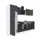 Mobilă bucătărie Yorki 280 Leziter modulară cu spațiu cuptor inferior și frigider, corp alb, blat 38mm