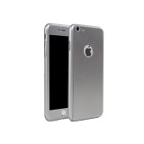 Husa iPhone 6 / 6S Full Cover 360 Argintie + Folie Sticla, Protectie Completa