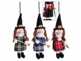 Set 3 figurine Halloween Vrajitoare Befana cu saculet textil multicolor 10x7x31H